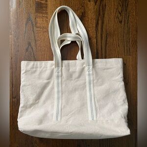 Universal Thread- double strap canvas tote handbag cream navy contrast gold snap
